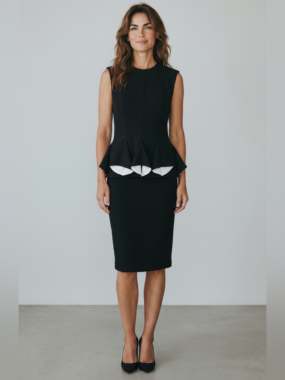 Ildiko New York Black Sleeveless Peplum Top